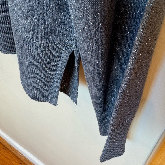 ZARA Metallic Thread Knit Sweater Gray Long Sleeve Lightweight Round Neck NWT - Picture 9 of 10
